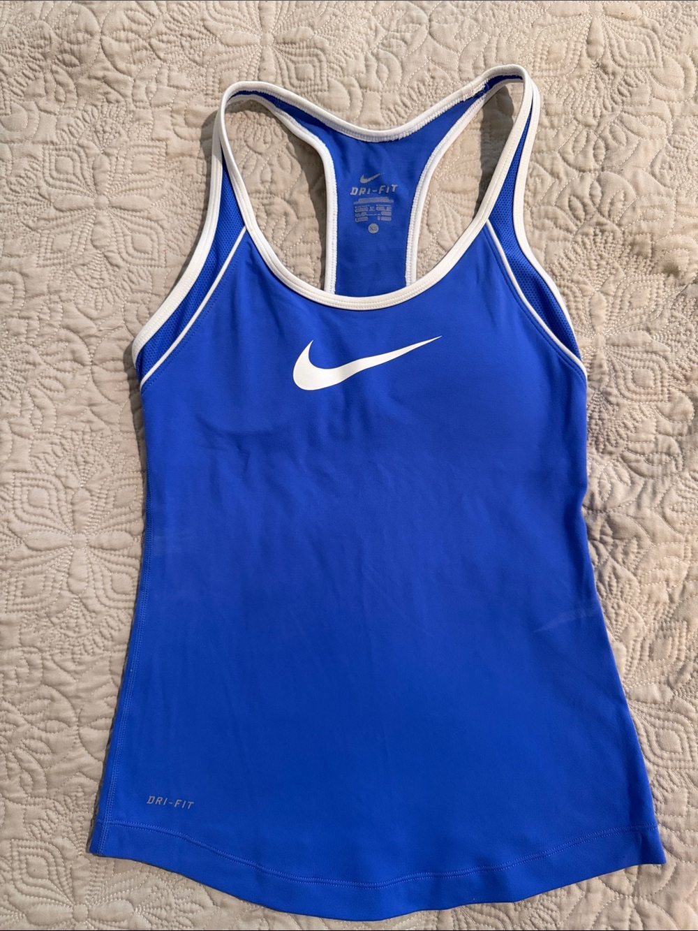 Nike Royal Blue and White Racerback Tank Top